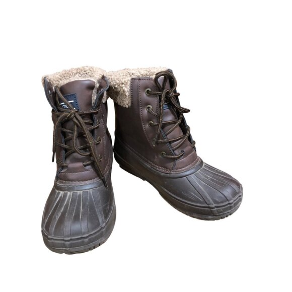 Nautica Other - Nautica Danube Snow Winter Duck Boots Kids 3 Brown Faux Leather Sherpa-Lined